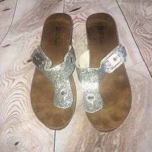 White Mountain Glitter Silver Sandals